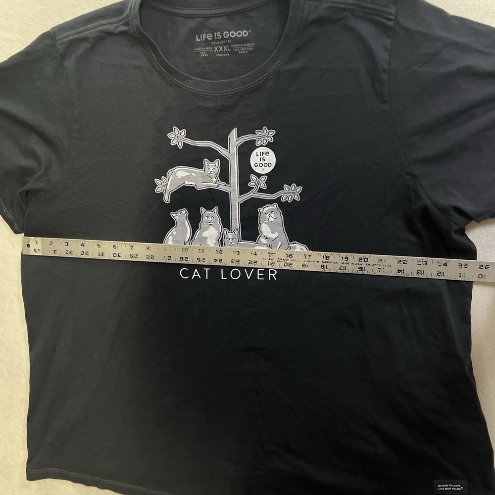 Life Is Good Cat Lover Graphic T-Shirt Womens 3XL Black Crusher Animal Lover Tee - Picture 4 of 8